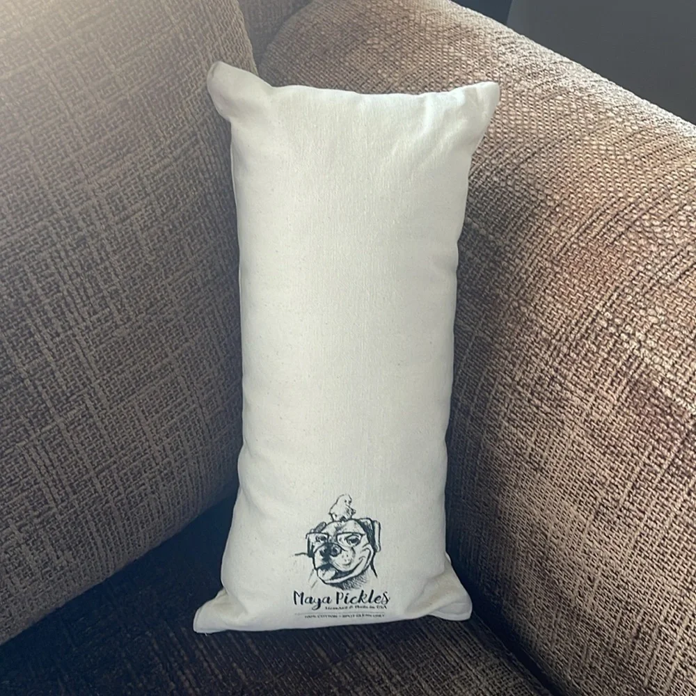 Maya Pickles Bunny Sketched Pillow (8x15) Cream Made in USA Sunroom Bench Child